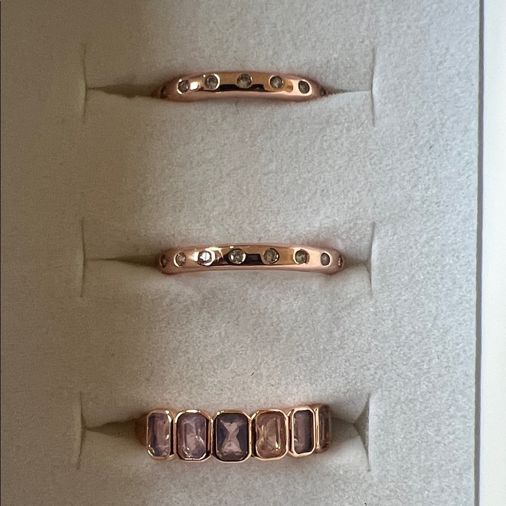 Stackable Rings Lab Created Pink Moonstone & Diam… - image 6